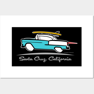 1955 Chevrolet Hardtop Coupe Santa Cruz California Gone Surfing Posters and Art